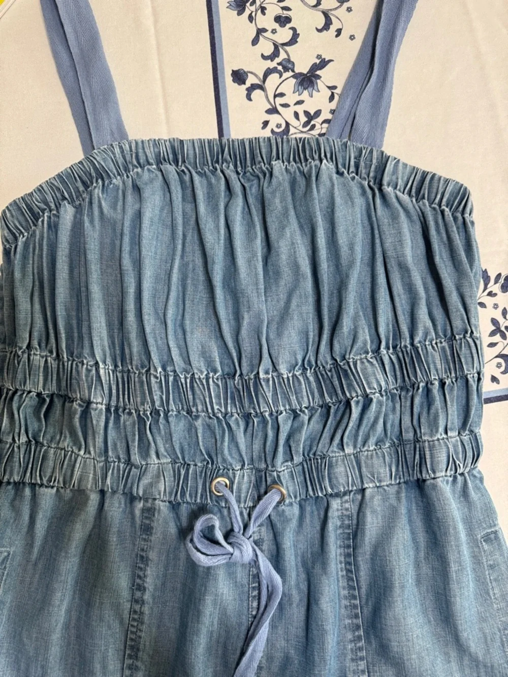 Elan Light Blue Shiloh Denim Jumpsuit with Drawstring Waist XL - Picture 7 of 10